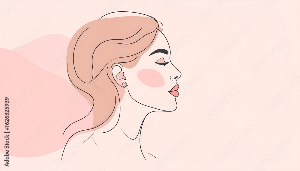 Elegant woman's profile. Soft pastel hues Elegant woman's profile. Soft pastel hues