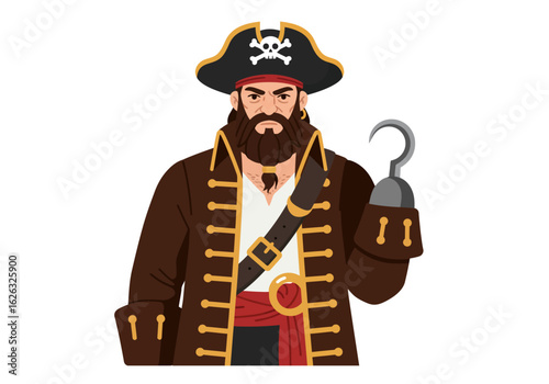 A fearsome pirate captain with a hook ready for adventure
