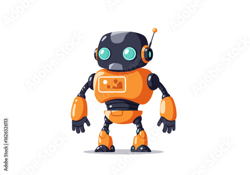 Pixel Robot Antennae Orange Body Turquoise Eyes