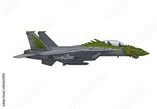 Dragonemblazoned fighter jet a fusion of mythical and military might