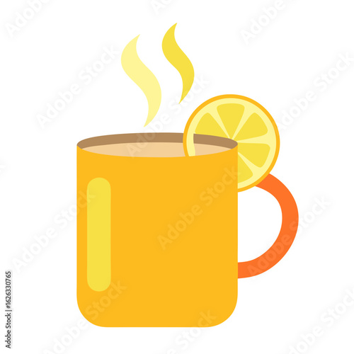 A warm mug of tea with a slice of lemon and rising steam perfect for a cozy day