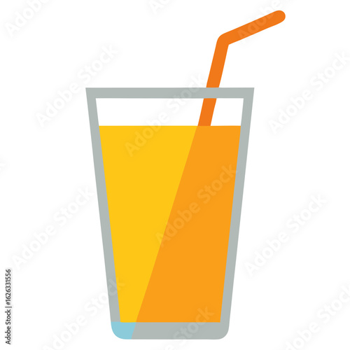 A refreshing tall glass filled with bright orange juice and a straw for sipping
