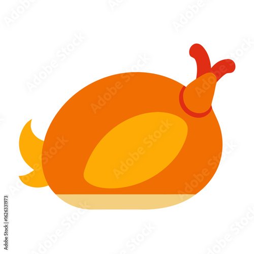 Stylized cartoon illustration of a golden fried shrimp tempura with a black background