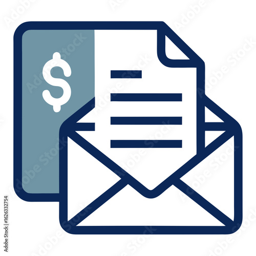 Financial document with dollar sign inside an open envelope icon representing incoming mail