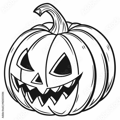Halloween pumpkin jackolantern isolated on white background, a festive decoration