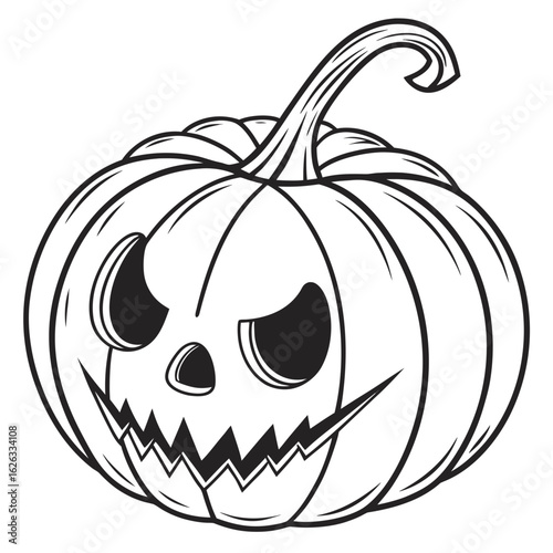 Spooky jackolantern with a scary face isolated on white background