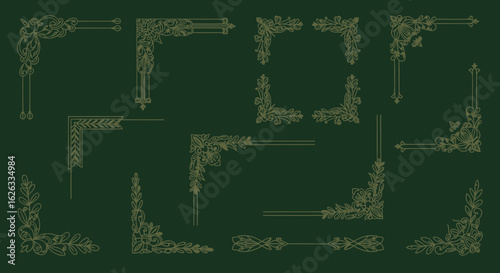 Vector Decorative Line Art SVG Illustration Set with Ornamental Frames and Flourishes in Minimalist Style for Web and Print Design