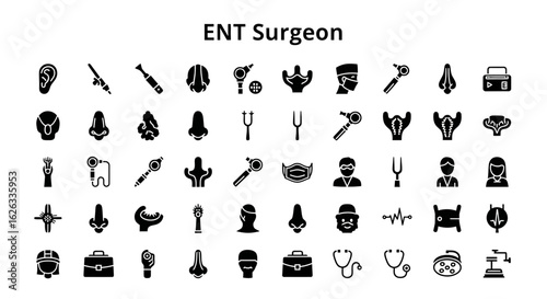 ENT Surgeon and Otolaryngology Icons