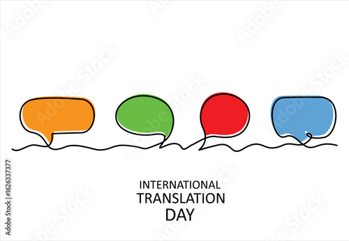 International translation day world speech bubble illustration. Art. line icon-continuous line drawing. Editable stroke.