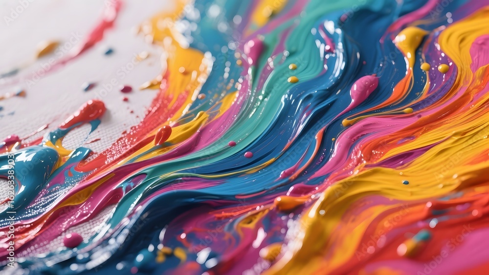 Naklejka premium Vibrant Swirls of Paint in Abstract Composition