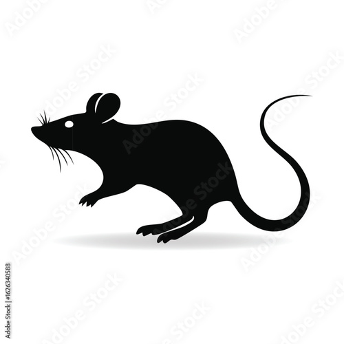 Silhouette of a Small Rodent with Whiskers and a Long Tail