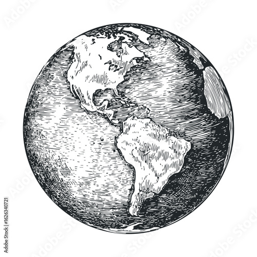 Artistic representation of Earth with detailed continents and oceans