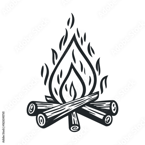 Campfire blaze for summer gathering and outdoor adventure
