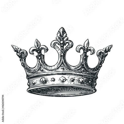 Vintage crown design with intricate details for regal themes