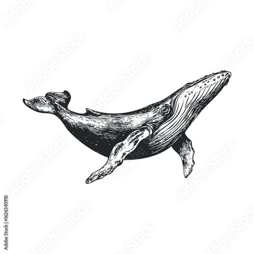 Humpback whale gliding in the oceans marine beauty