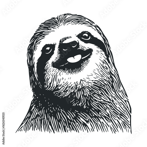 Playful sloth smiling happily in a charming portrait design