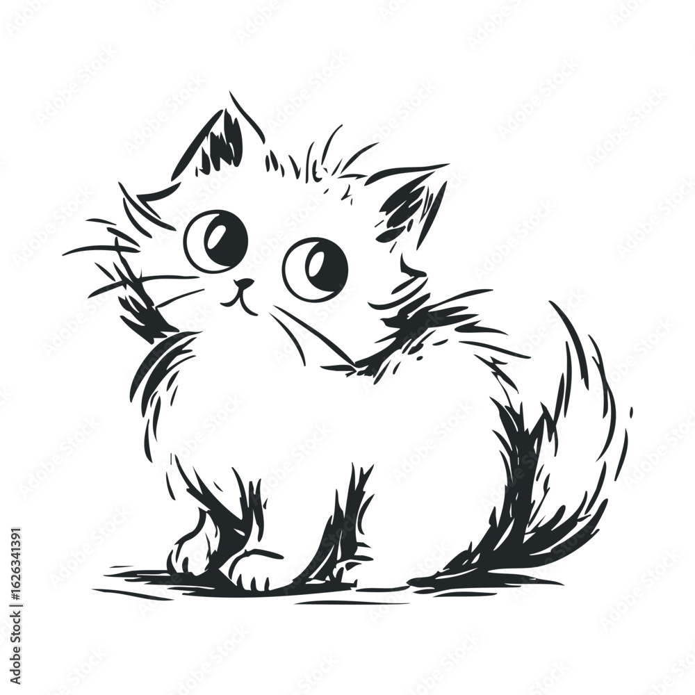 Cute fluffy cat drawing for fun designs and childrens art Cute fluffy cat drawing for fun designs and childrens art