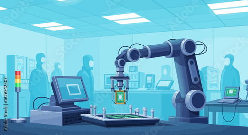 Automated Assembly Line In Cleanroom Environment With Robotic Arm