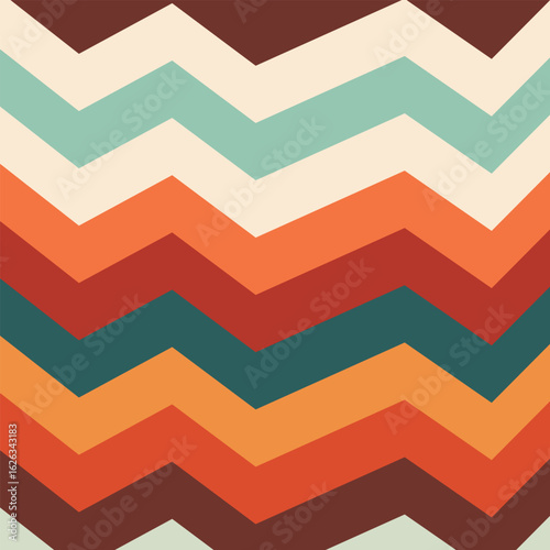 Colorful zigzag pattern composed of vibrant hues creating a striking visual effect in a modern design