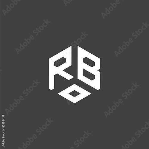 Initial R B letter with polygon modern style logo template vector