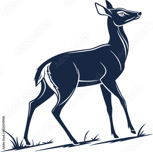 Elegant deer silhouette vector with white background
