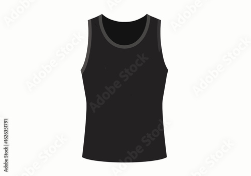 Sleeveless Black Tank Top Vector Front View