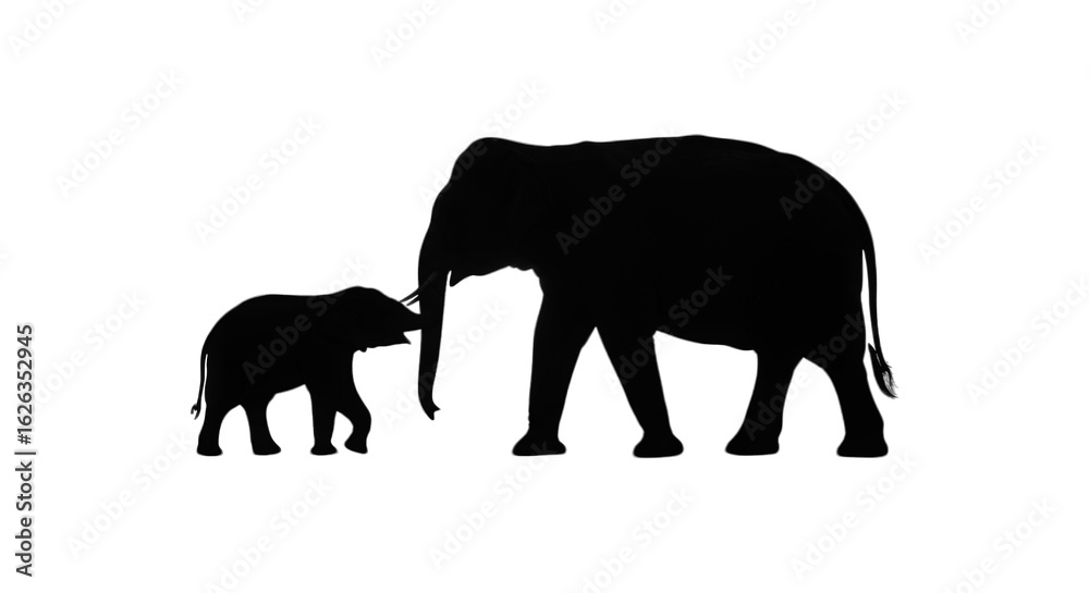 Fototapeta premium Majestic African Elephant Family Silhouette Under the Starry Night Sky