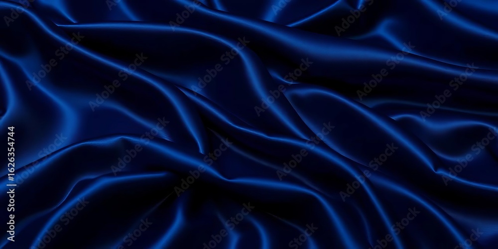 Obraz premium Deep midnight blue satin, subtly shimmering with luxurious sheen, wallpaper, beauty