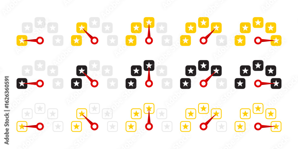 Fototapeta premium Gauges and speedometer with stars. Performance level