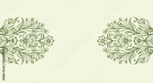 Elegant Floral Vector SVG Illustration with Symmetrical Botanical Design in Minimalist Line Art Style