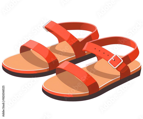 illustration of Women's leather sandals isolated background.