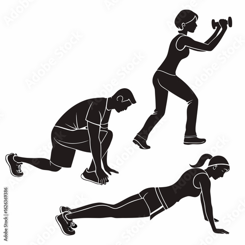 People Doing Push Ups And Sit Ups Gym Training S