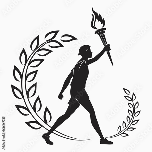 Silhouette Of An Olympic Torch Bearer