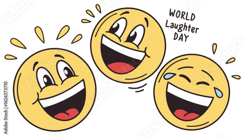 World laughter day emoji vector illustration for social media posts and graphic design projects with happy faces