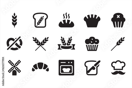 Collection of Black Icons for Cooking Tools, Kitchenware, and Appliances