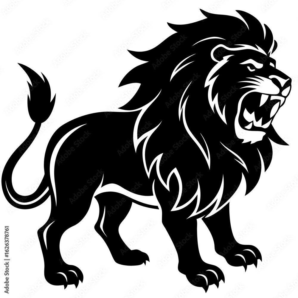 Fototapeta premium Lion Roaring Silhouette vector