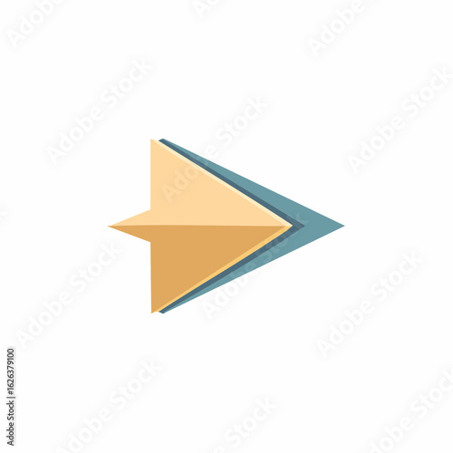 Wallpaper Mural Abstract geometric arrow pointing right, minimalist design, beige and teal colors, layered paper effect illustration Torontodigital.ca
