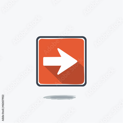 Free Download Right Arrow Icon on Orange Square: Directional Sign, Flat Design, Navigation Symbol. - GFXLoad