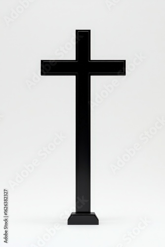 Minimalistic Black Cross on a White Background Ideal for Religious Symbolism, Spiritual Themes, or Faith-Based Designs in Contemporary Art