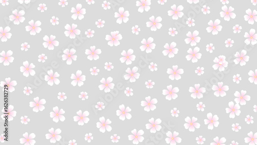Wallpaper Mural Grey seamless background with flowers. Cute wallpaper with white blooming flower. Torontodigital.ca
