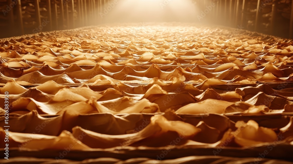Obraz premium Sunlit View of Honeycomb Texture in Apiculture Environment