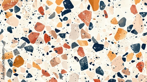 Abstract Terrazzo Pattern with Colorful Shapes and Textures