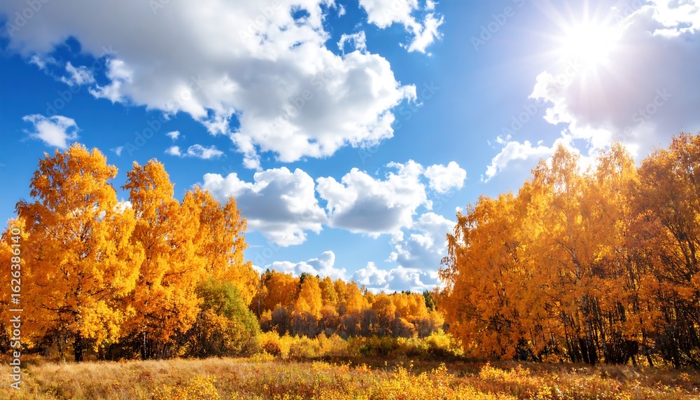 Autumn forest bathed in sunlight Autumn forest bathed in sunlight