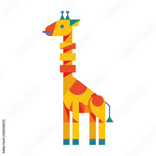 Colorful giraffe illustration, geometric design. Playful giraffe image for kids room decor. This adorable giraffe illustration is perfect for children's books and greeting cards.