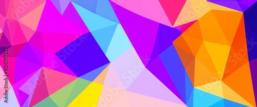 Vibrant geometric shapes forming abstract design ideal for reports, ads, and branding, label, template