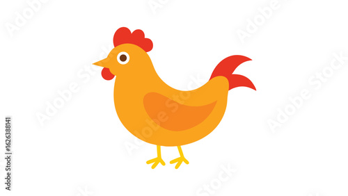 Chicken bird illustration with plump body and feather texture for farming and food theme visuals Vector illustration.