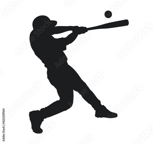 Baseball player swinging bat at ball batter