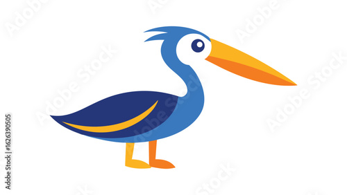 Pelican bird with large beak ideal for waterbird and coastal feeding scenes Vector illustration.