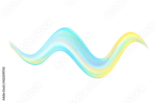 Vibrant brushstroke painting with dynamic curve, sweeping across transparent surface, offering artistic visual accent for graphic design compositions