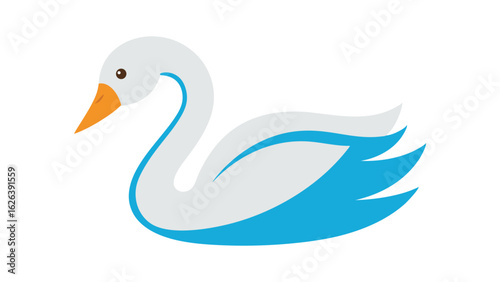 Swan bird with elegant neck curve and serene posture ideal for romance or fairytale themes Vector illustration.
